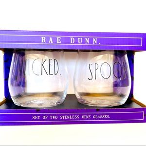 Rae Dunn NWT Halloween S/2 Wine Glasses
